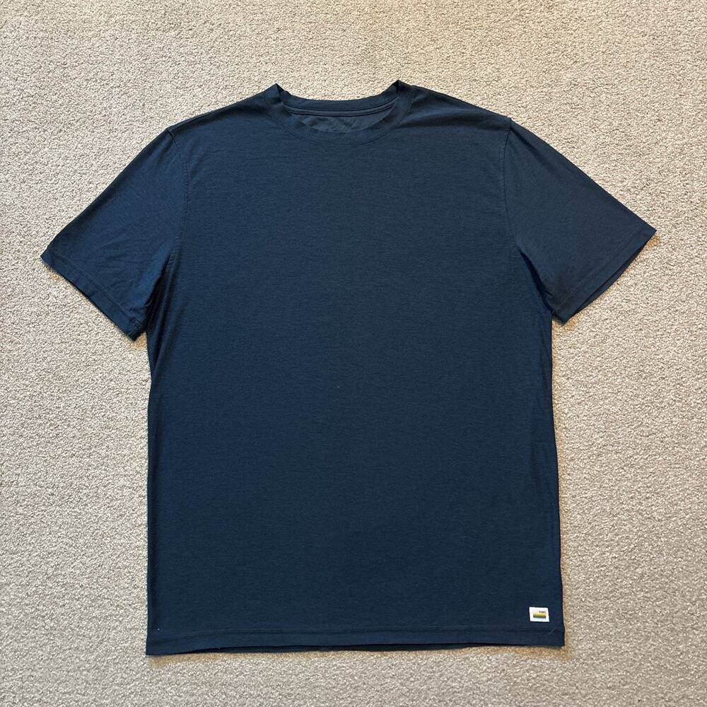 Vuori Strato Tech Shirt Mens Sz Large Blue Short Sleeve Lightweight Jersey